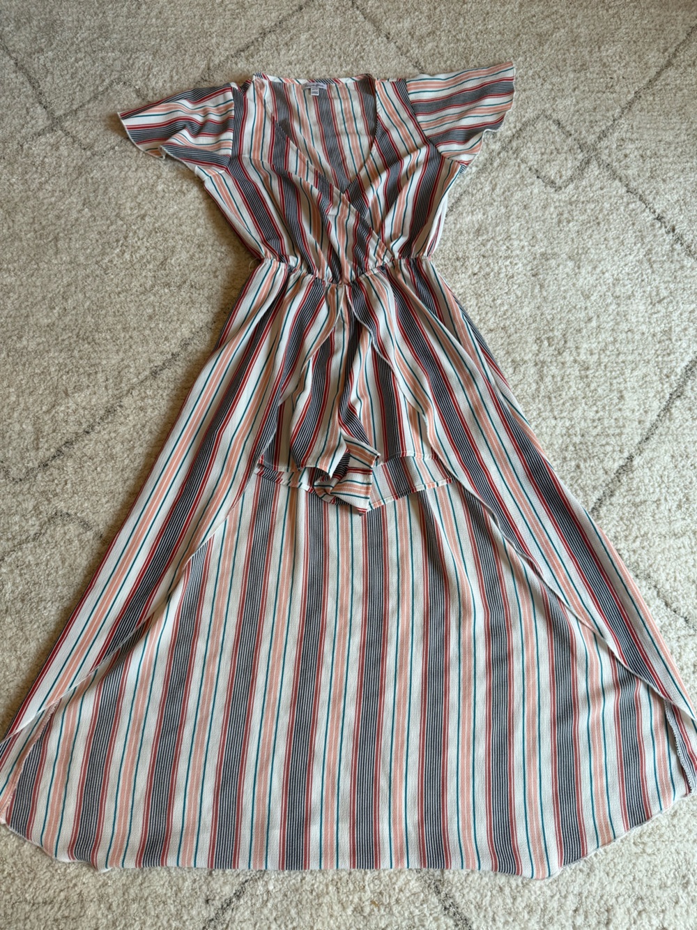 Love, Fire Striped Short-Sleeve Tunic Dress Size XS